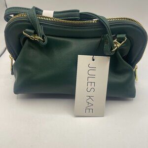 Jules Kae Mari Green Vegan Leather with Gold Hardware Clutch Crossbody Bag